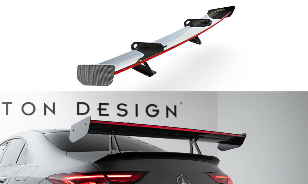 Carbon spoiler with upper swan mounting + led mercedes-benz cla coupe c118 / c118 facelift