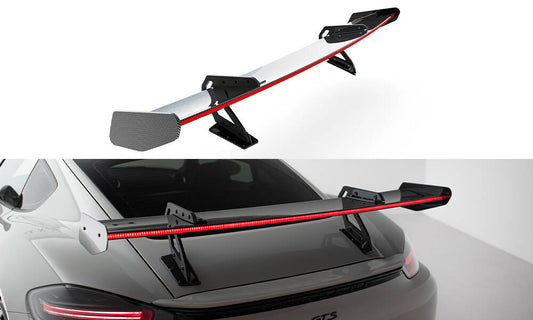 Carbon spoiler with upper swan mounting v.1 + led porsche 718 cayman 982c