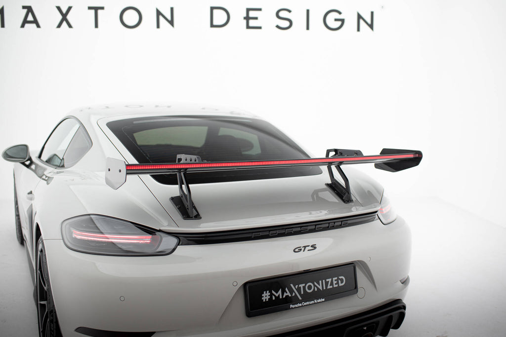 Carbon spoiler with upper swan mounting v.2 + led porsche 718 cayman 982c