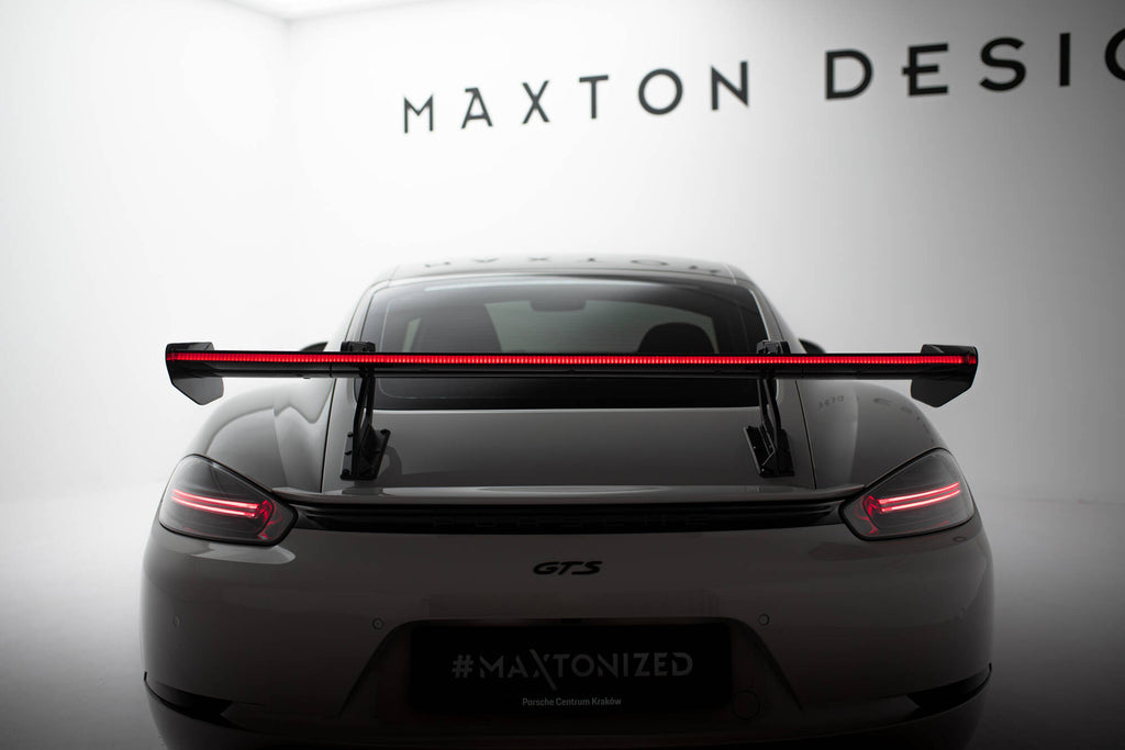 Carbon spoiler with upper swan mounting v.2 + led porsche 718 cayman 982c