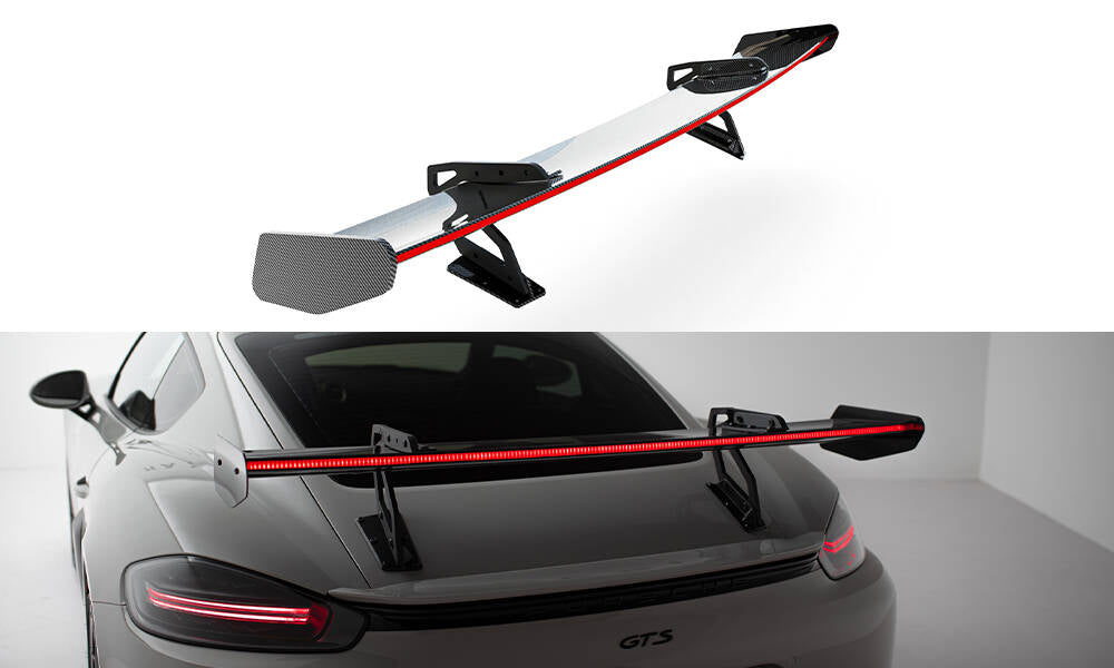 Carbon spoiler with upper swan mounting v.2 + led porsche 718 cayman 982c