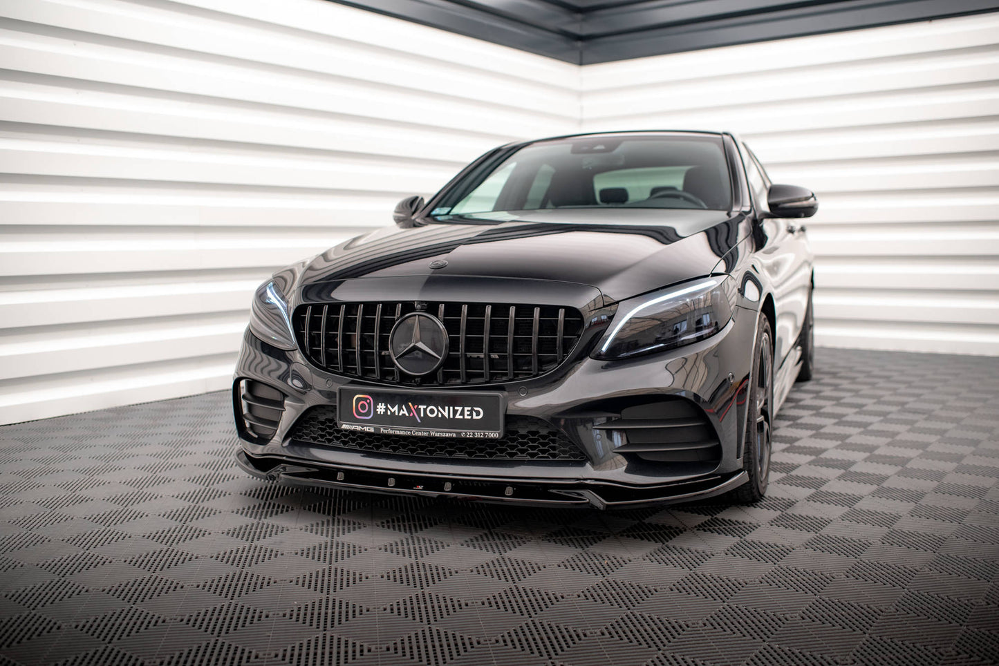 Front splitter v.2 mercedes-benz c amg line sedan / coupe / estate w205 / c205 / s205 facelift