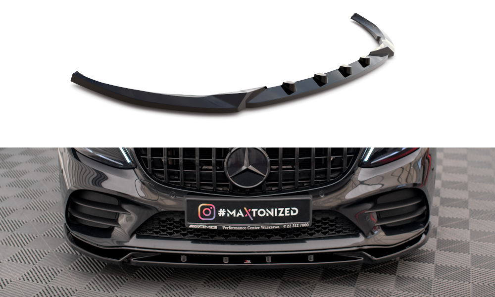 Front splitter v.2 mercedes-benz c amg line sedan / coupe / estate w205 / c205 / s205 facelift