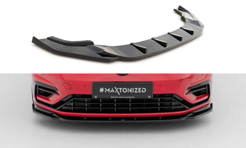 Front splitter v.9 volkswagen golf r / r-line mk7 facelift