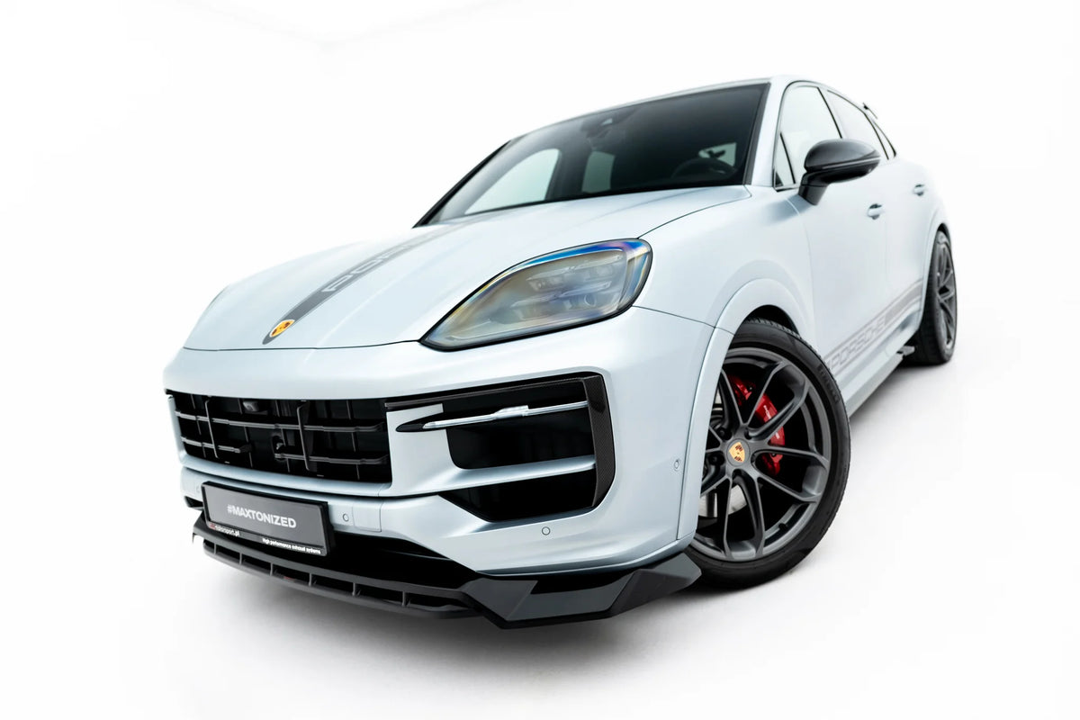 Front splitter suitable for porsche cayenne gts / turbo sport pack / turbo e-hybrid gt pack coupe mk3 facelift