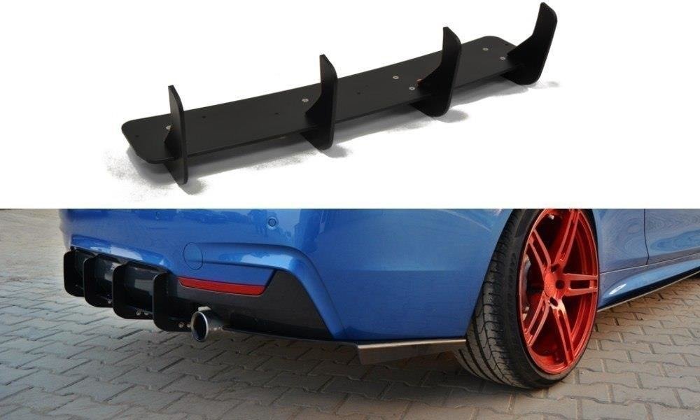 Rear diffuser & rear side splitters for bmw 4 coupe / gran coupe / cabrio m-pack f32 / f36 / f33