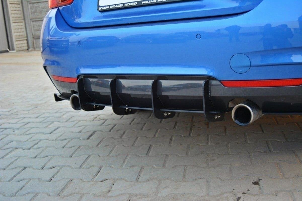 Rear diffuser & rear side splitters for bmw 4 coupe / gran coupe / cabrio m-pack f32 / f36 / f33