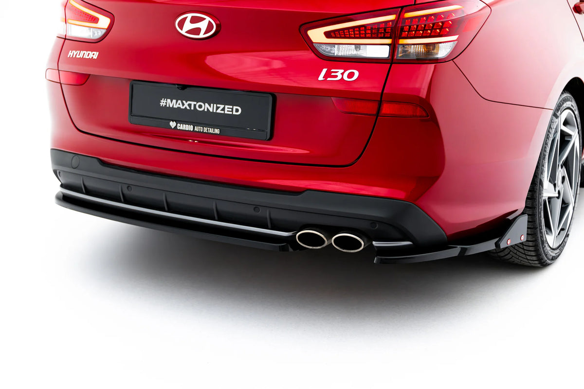 Rear side splitters v.2 + flaps suitable for hyundai i30 n-line wagon mk3 facelift