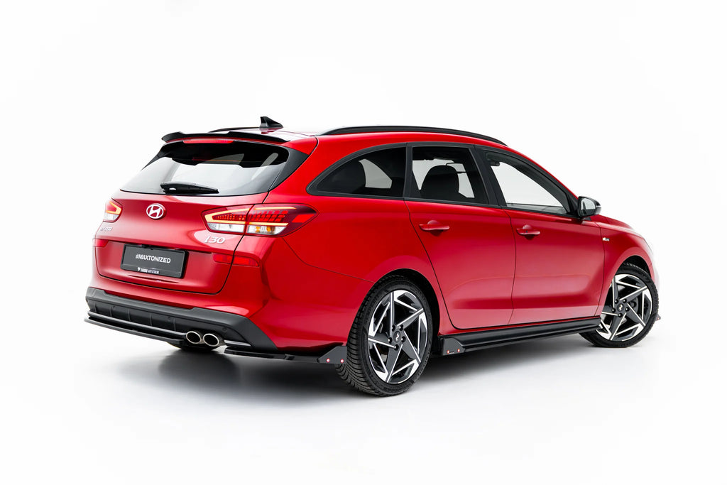 Rear side splitters v.2 + flaps suitable for hyundai i30 n-line wagon mk3 facelift
