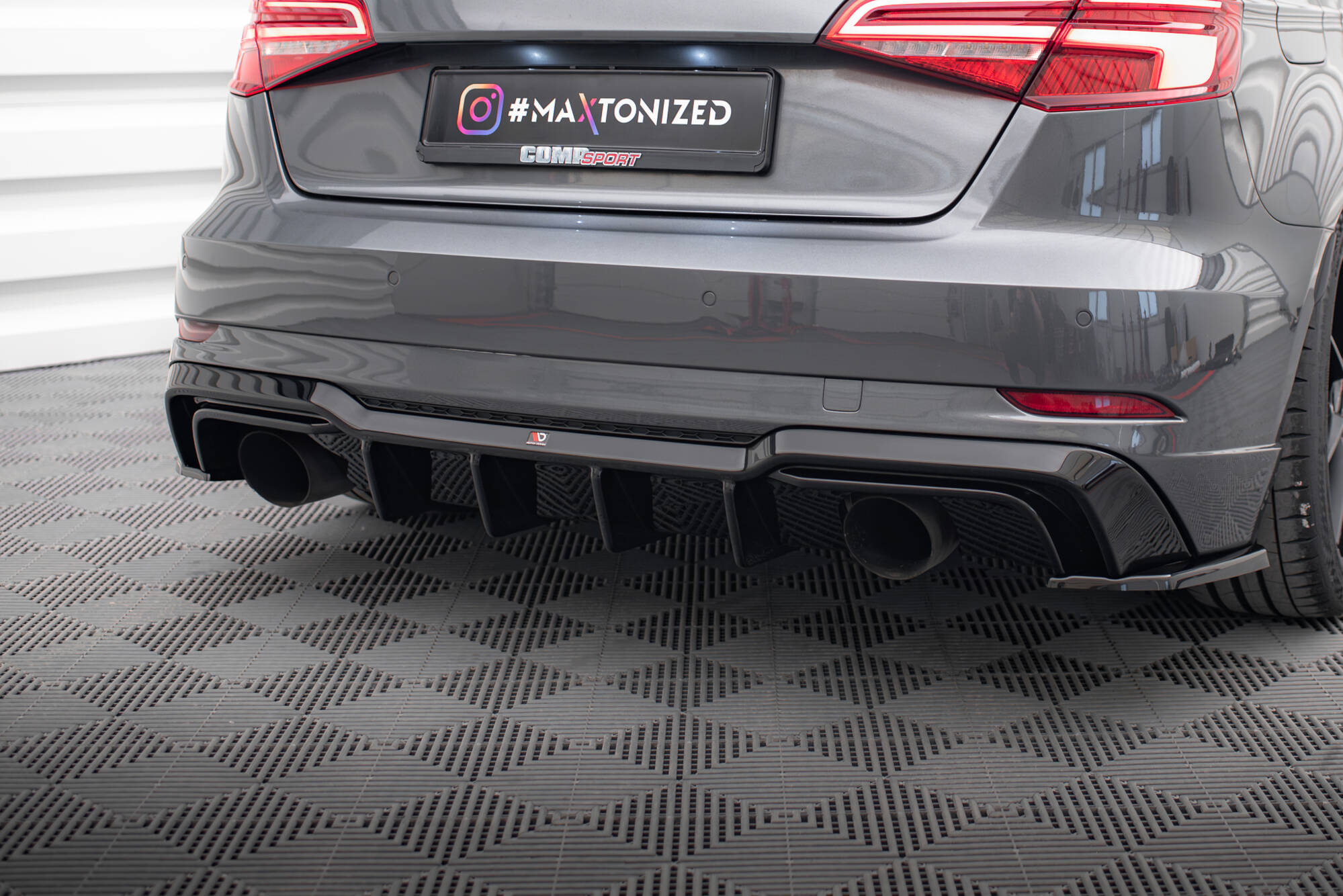 Bagerste Valance Audi A3 S-Line Sportback 8v ansigtsløftning (version med enkelt udstødninger på begge sider)