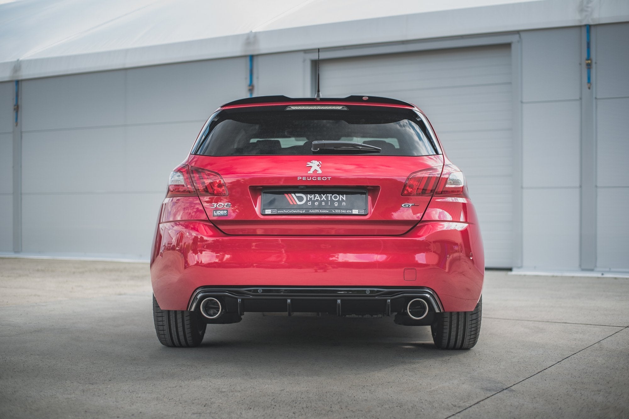 Rear valance + exhaust ends imitation peugeot 308 gt mk2 facelift