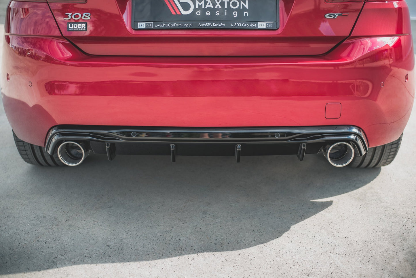 Rear valance + exhaust ends imitation peugeot 308 gt mk2 facelift