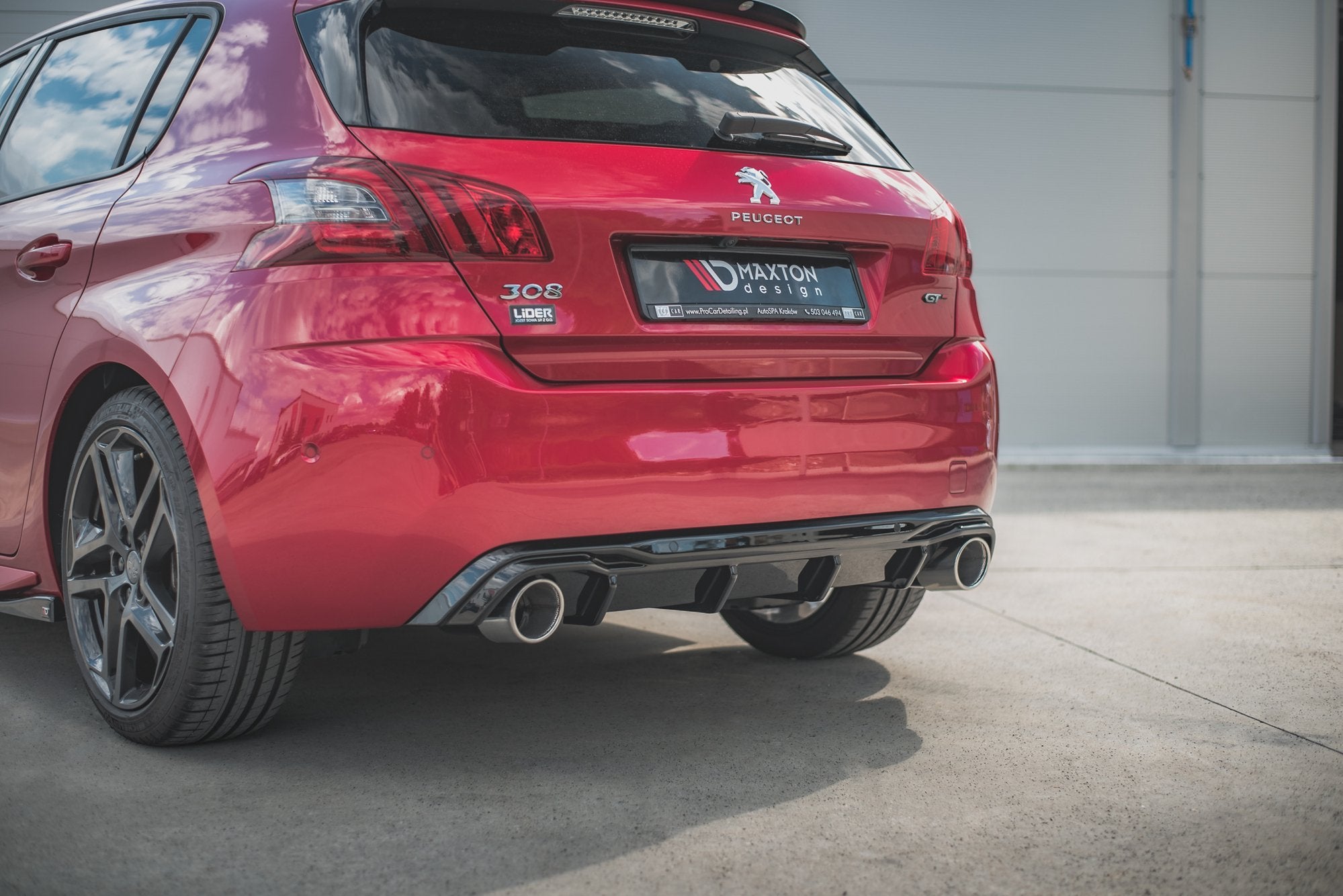 Rear valance + exhaust ends imitation peugeot 308 gt mk2 facelift