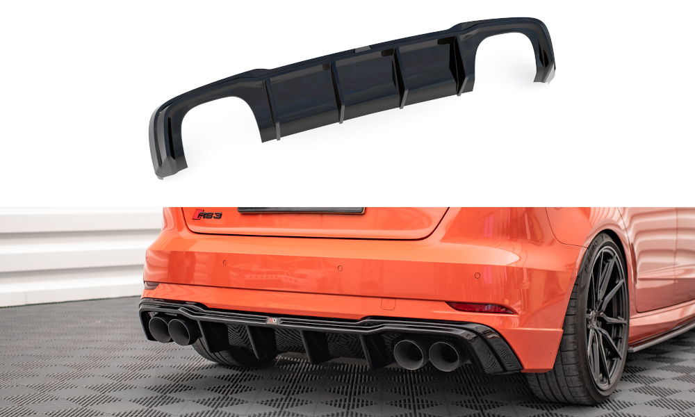 Rear valance + milltek sport exhaust audi rs3 sportback 8v facelift