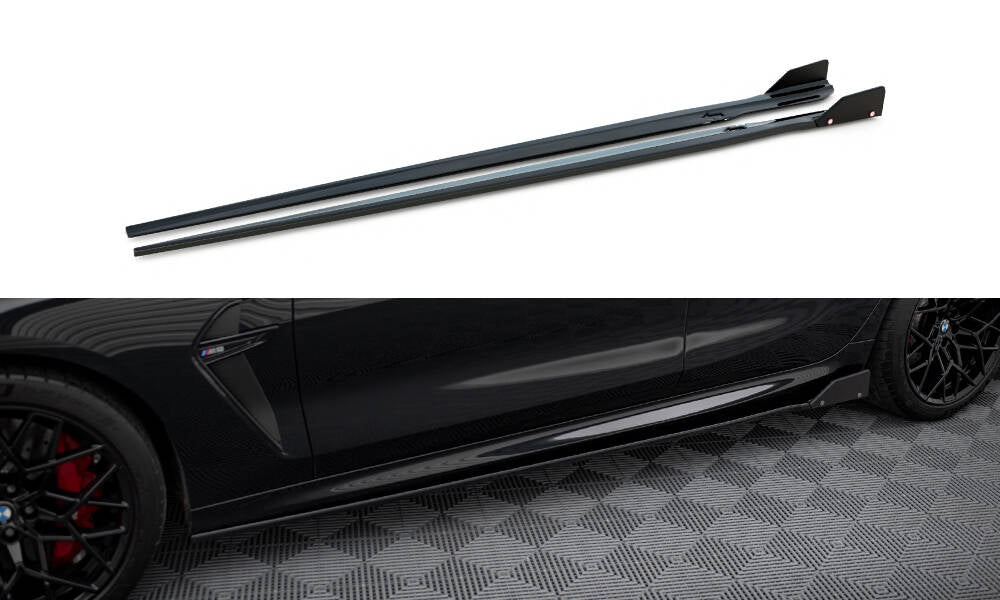 Side skirts diffusers v.1 + flaps bmw m8 gran coupe f93 / 8 gran coupe m-pack g16