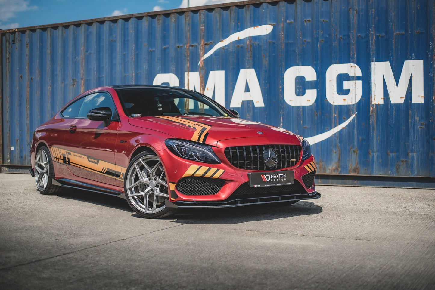 Street pro front splitter + flaps mercedes-amg c43 coupe c205