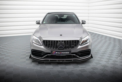 Street pro front splitter + flaps mercedes-amg c63 sedan / estate w205 facelift