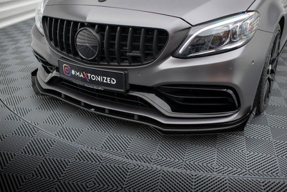 Street pro front splitter + flaps mercedes-amg c63 sedan / estate w205 facelift