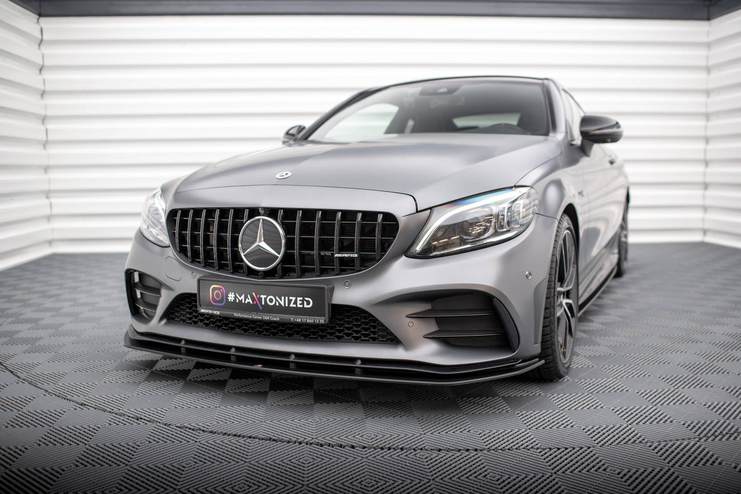 Street pro front splitter mercedes-amg c43 coupe / cabrio c205  facelift / a205 facelift