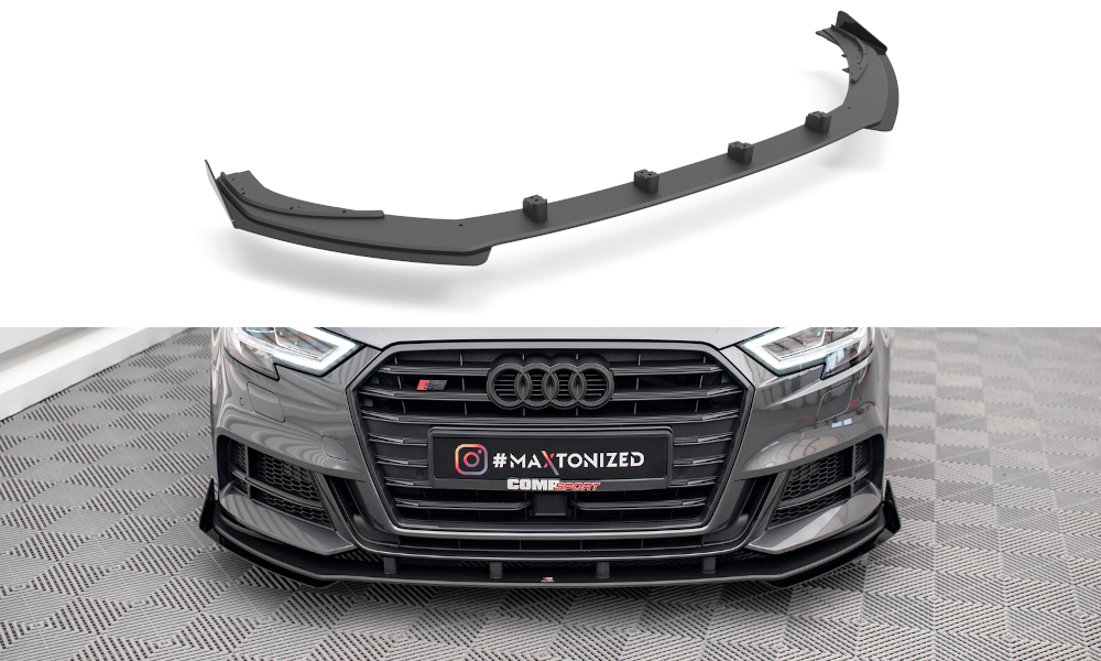 Street pro front splitter v.1 + flaps audi s3 / a3 s-line sportback 8v facelift