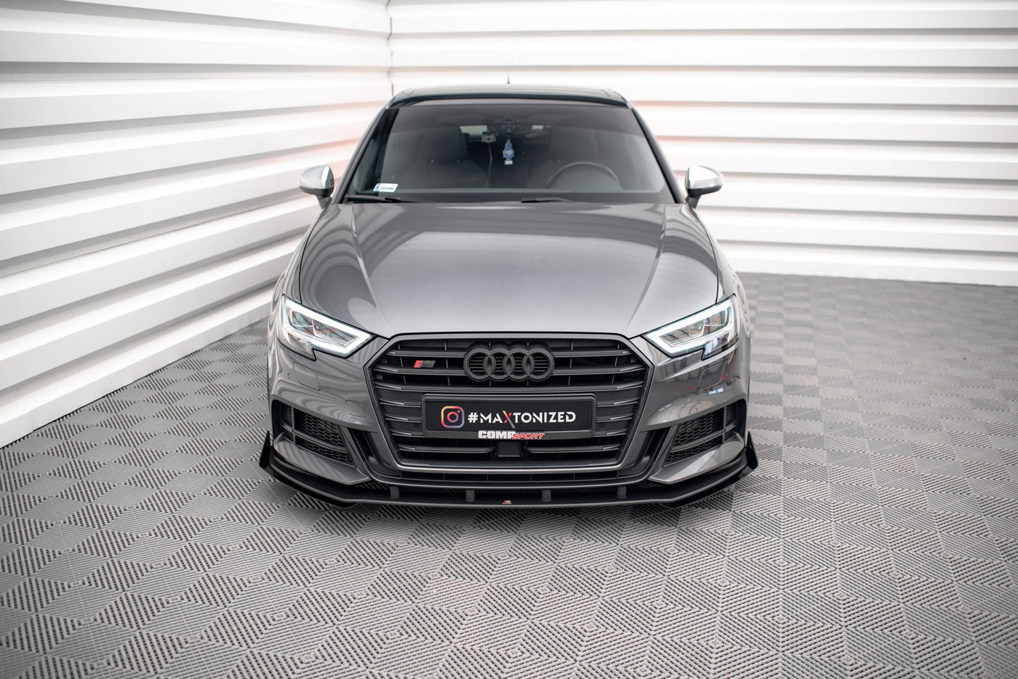 Street pro front splitter v.1 + flaps audi s3 / a3 s-line sportback 8v facelift