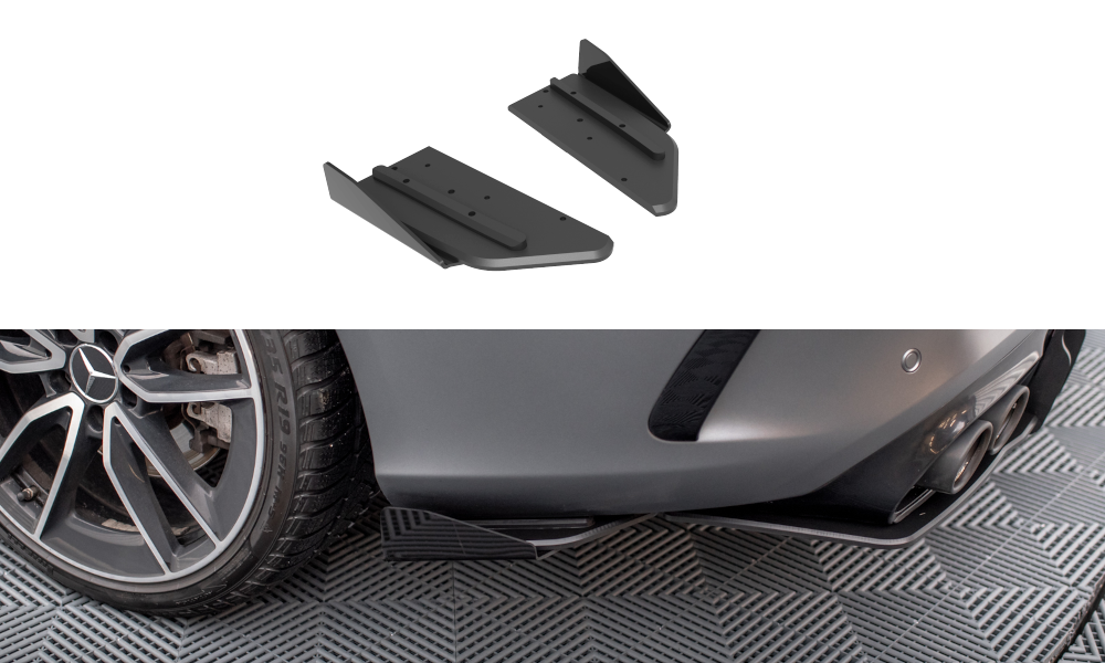 Street pro rear side splitters + flaps mercedes-amg c43 coupe / cabrio c205  facelift / a205 facelift