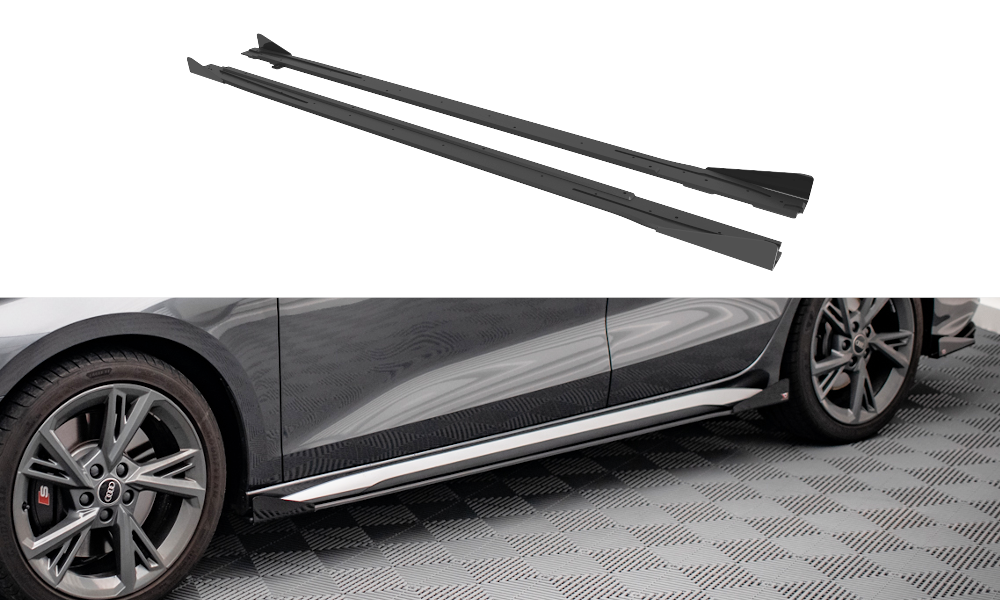Street pro side skirts diffusers + flaps audi s3 / a3 s-line 8y / 8y facelift