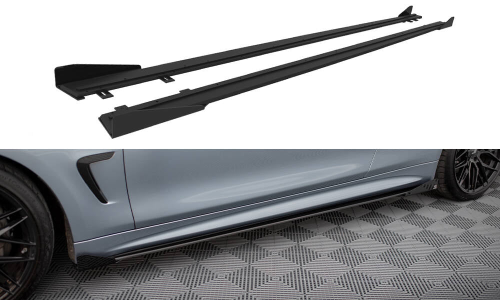 Street Pro Side nederdele diffusorer + flapper BMW 4 Coupe / Gran Coupe / Cabrio M-Pack F32 / F36 / F33