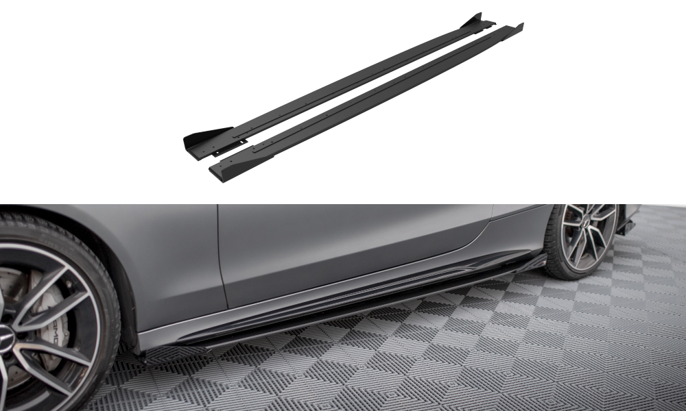 Street pro side skirts diffusers + flaps mercedes-amg c43 coupe / cabrio c205  facelift / a205 facelift