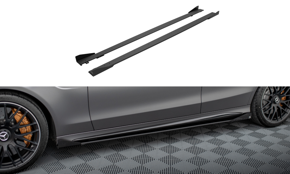 Street pro side skirts diffusers + flaps mercedes-amg c63 sedan / estate w205 facelift