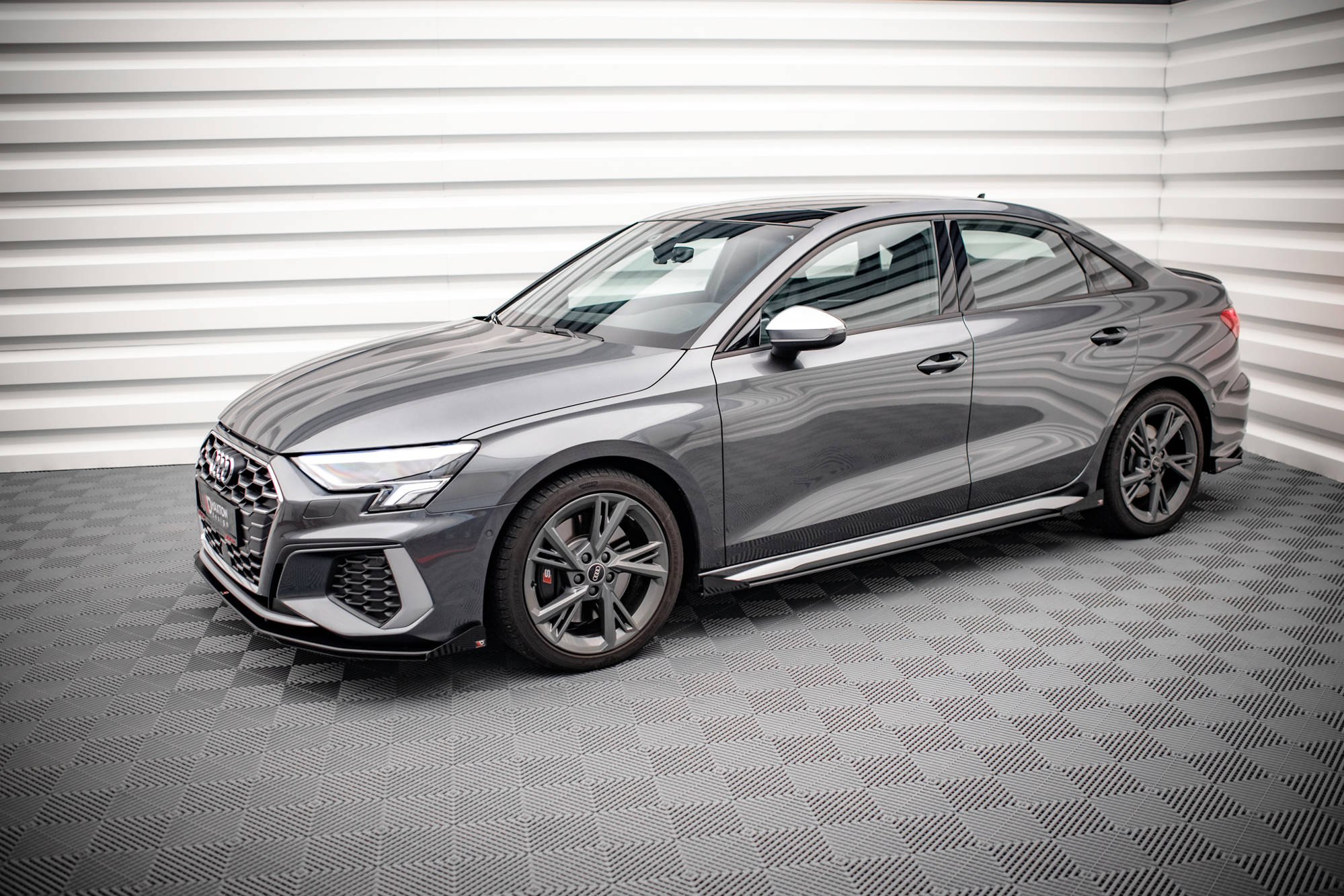 Street pro sideskjørt diffusorer + klaffer v.1 audi s3 / a3 s-line 8y / 8y ansiktsløftning