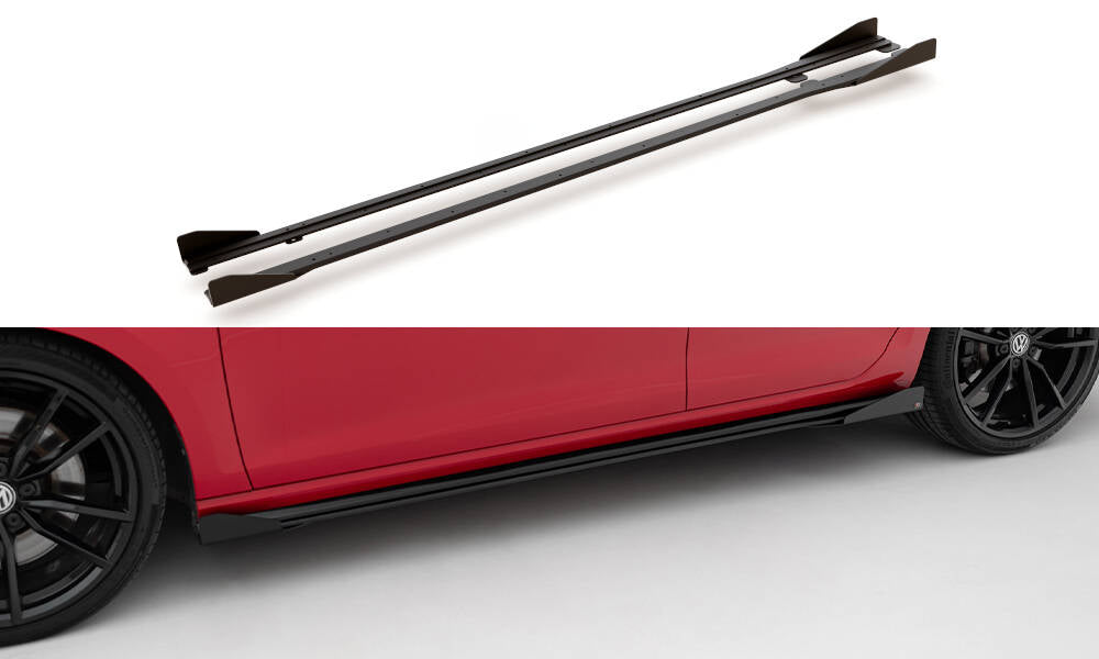 Street pro side skirts diffusers + flaps volkswagen golf r / r-line mk7 facelift