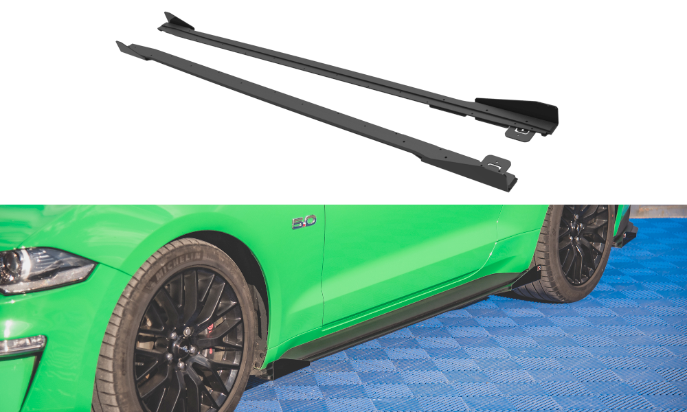 Street Pro Side Skirts Diffusers v.1 + Flaps Ford Mustang GT MK6 Facelift