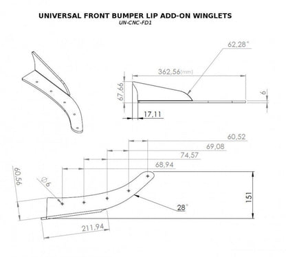 Universal Front Bumper Lip Add-on Winglets