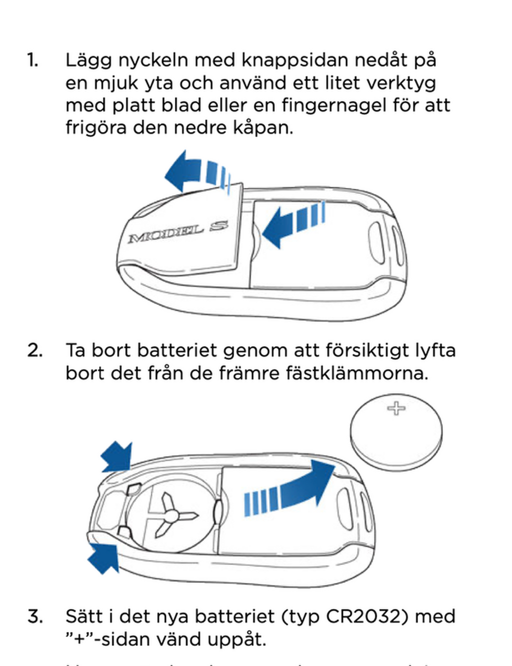 nøgleringsbatteri CR2032 Tesla Model S