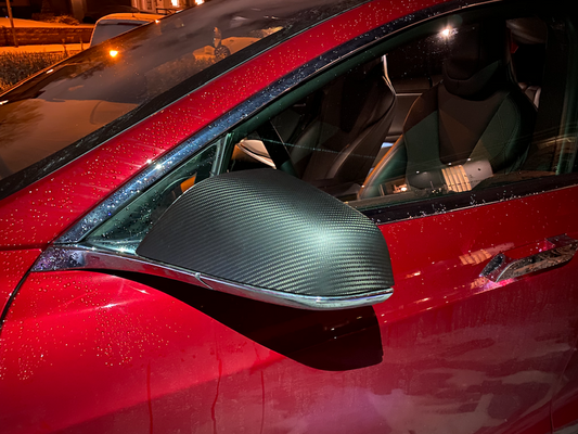 Model S side mirrors carbon fiber matt
