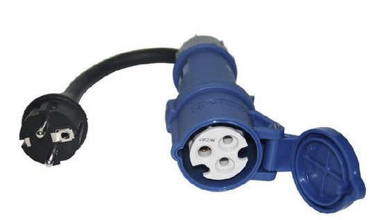 Blue cee 16a to schuko adapter
