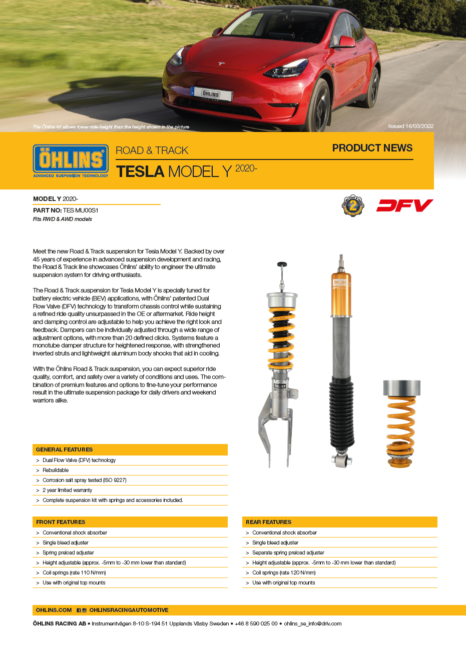 Öhlins - Model 3/Y Road & Track Coilover