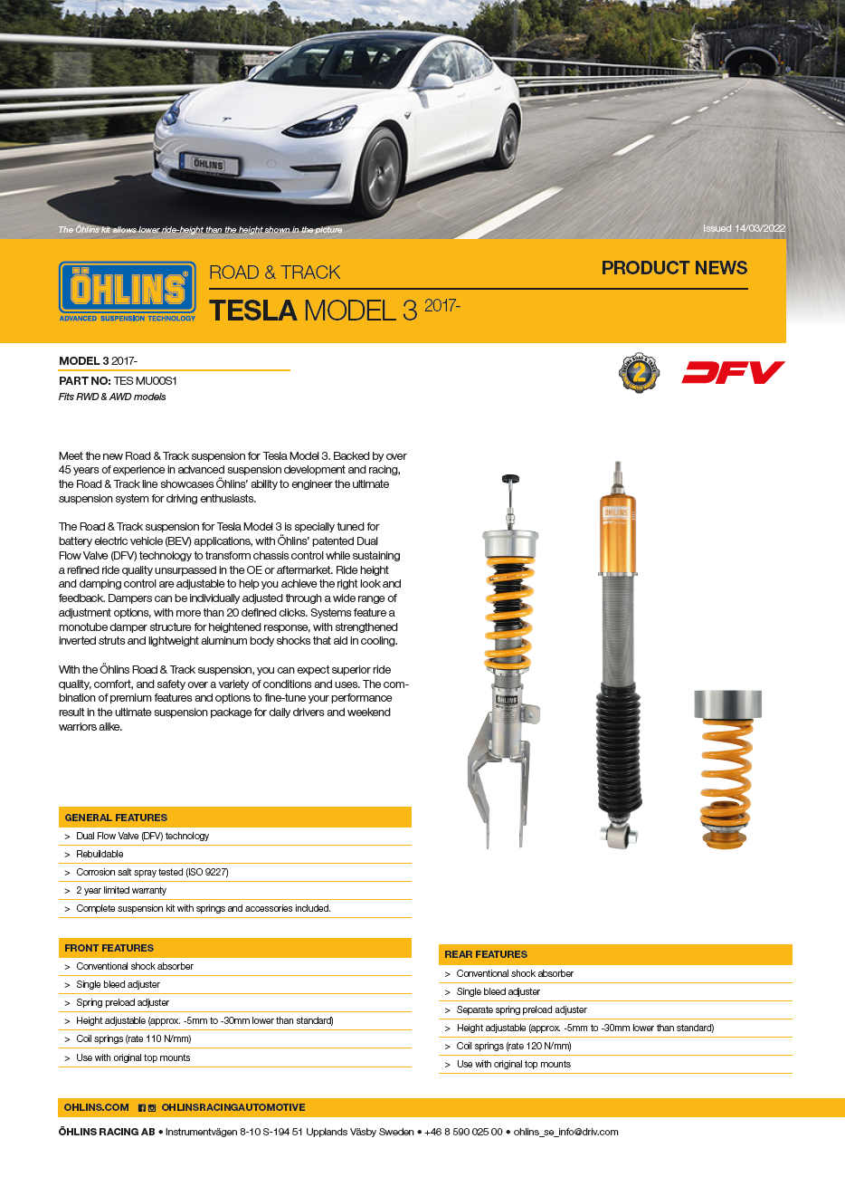 Öhlins - Model 3/Y Road & Track Coilover