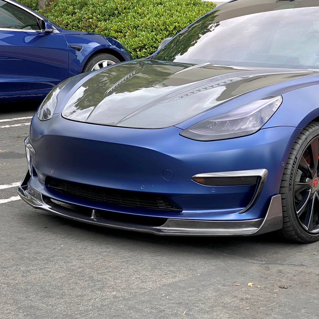 Model 3 V-spoiler foran kulfiber mat/hvid