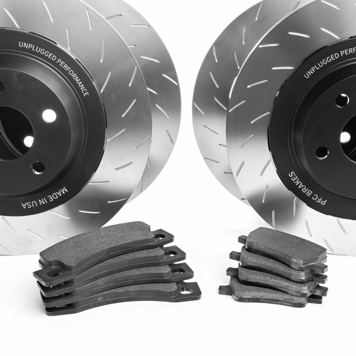 Unplugged Performance - Model S/X plaid UP x PFC Large Sweep Brake Rotor and Pad Set (for OEM Caliper) 2021+ Fram
