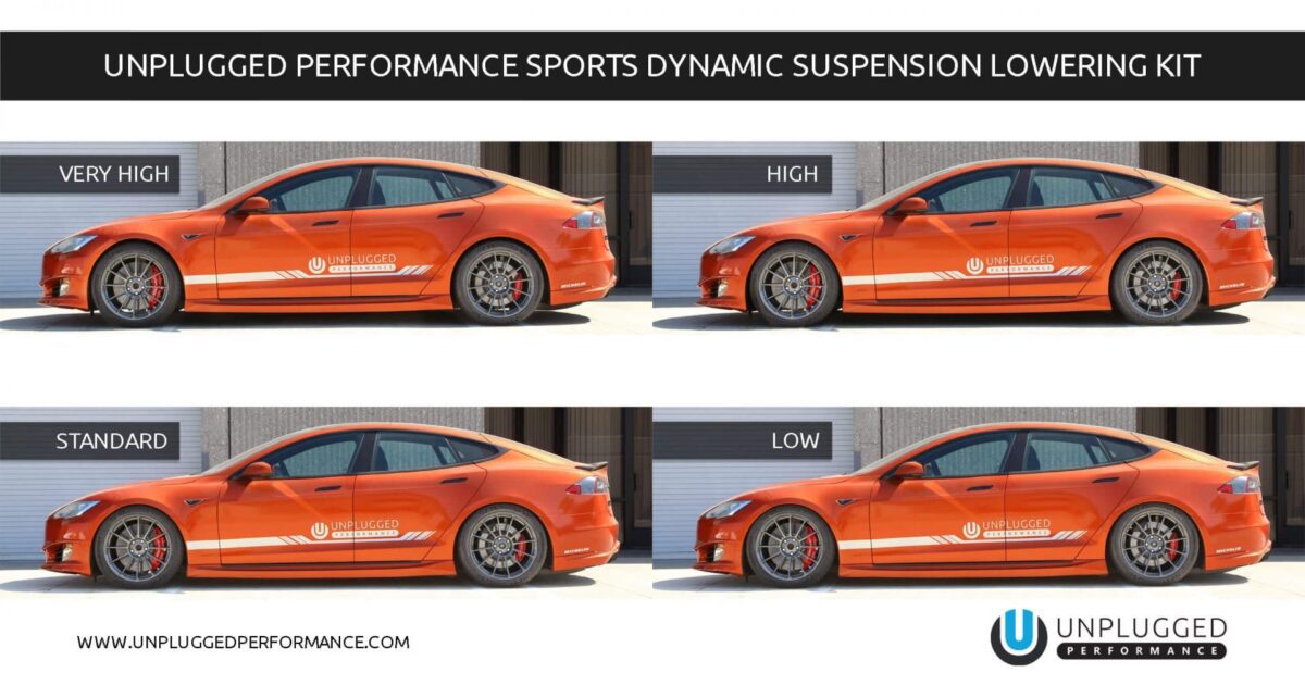 Unplugged Performance - Model S (2012-2020) Sports Dynamic Air Suspension Upgrade Kit - Urheilun dynaaminen ilmajousitusjärjestelmä