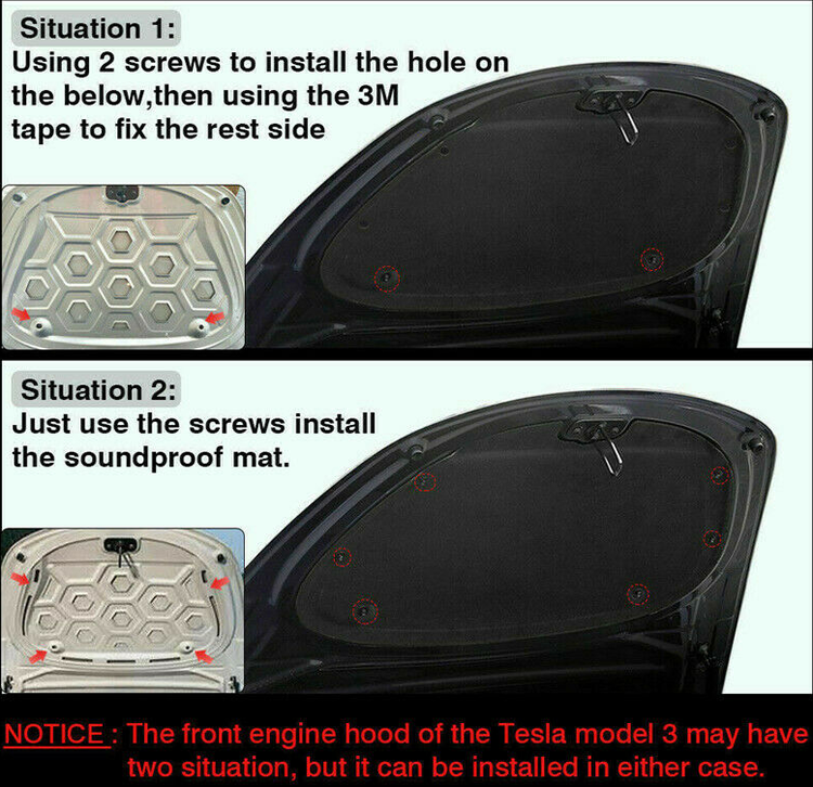 Etukankaan äänieristys Tesla Model 3