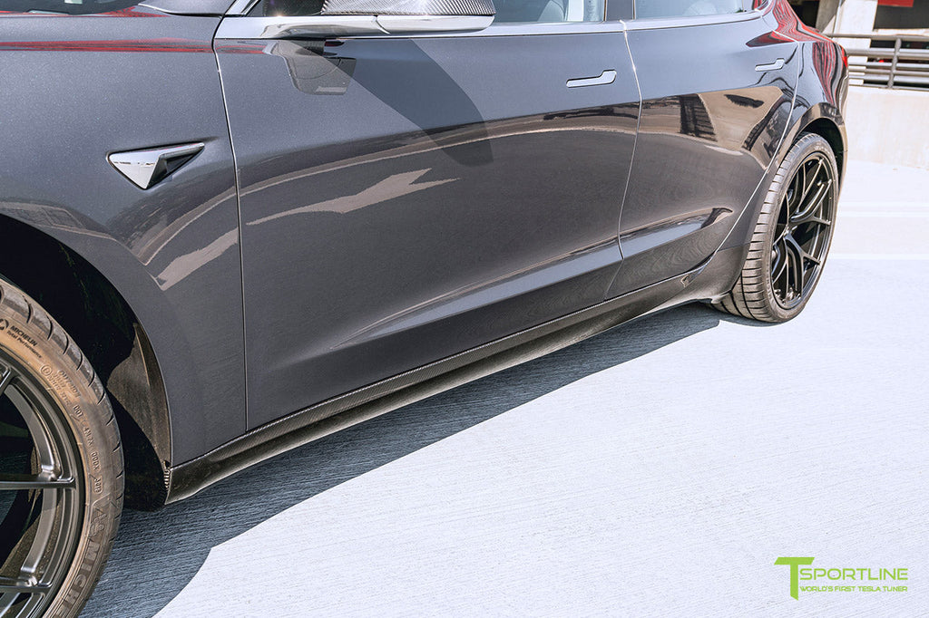 T-sportline - Model 3 sideskørter i kulfiber (sæt med 2)